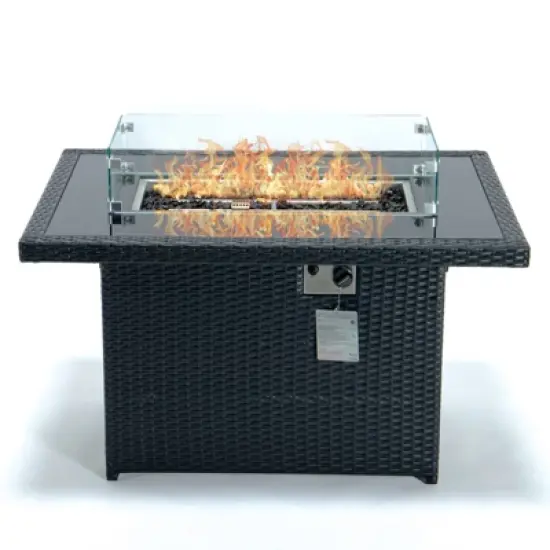 LeisureMod Mace Wicker Modern Patio Propane Fire Pit Table &ndash; Outdoor Heating Table for Patio, Deck, Balcony, Backyard, Garden, and Poolside Spaces image {4}