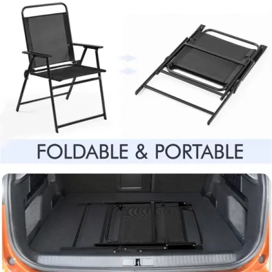 Yaheetech Set of 4 Outdoor Foldable Dining Chairs with Backrest and Armrests image {5}