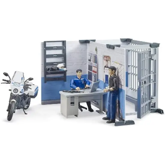 Bruder bworld Police Station Set with Police Motorcycle and Figure image {7}