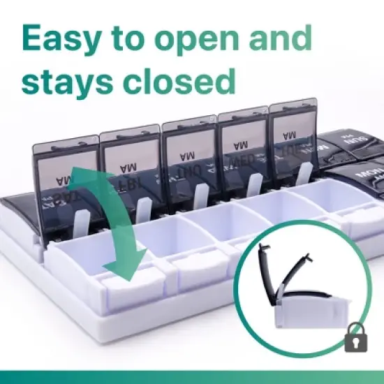 Sukuos AM PM Weekly 7 Day Pill Organizer, Large Pill Cases w/ Push Button Design image {5}