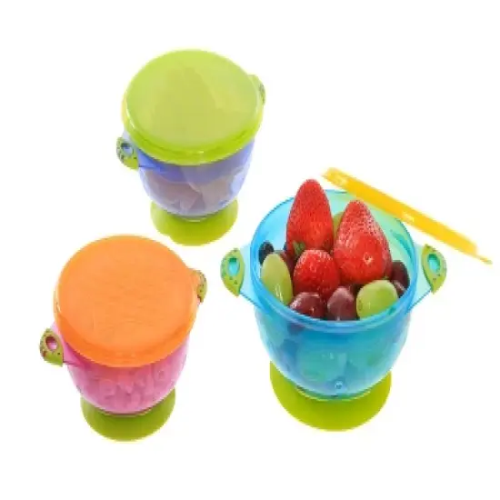 Kitchen + Home Stay Put Baby Bowls - Set of 3 Suction Bowls Set with Lids image {2}