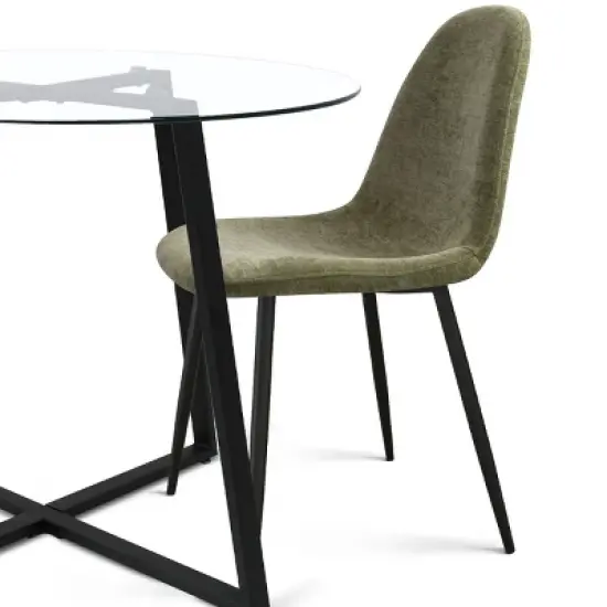 Hana + Spoon 5-Piece Round Clear Glass Dining Table Set with 4 Upholstered Chairs Black Legs for Home Kitchen Restaurant -The Pop Maison image {2}