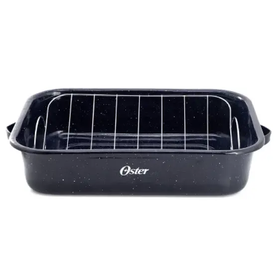 Oster Castillo 17 x 12 Inch Enamel on Steel Baking Pan with Removable Rack in Blue image {1}