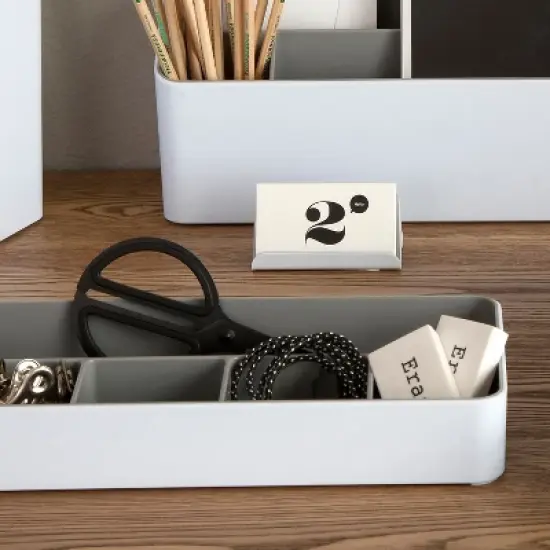 Fusion Business Card Holder White and Gray 37523 image {2}
