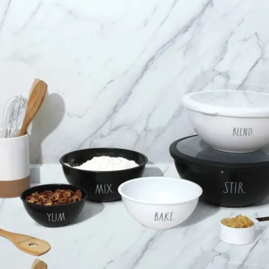 Rae Dunn Mixing Bowls with Lids - 10 Piece Plastic Nesting Bowls Set includes 5 Prep Bowls and 5 Lids image {2}