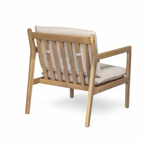 Christopher Knight Home Vanda Patio 6 Pieces Acacia Wood Open Slat Seating Set with Cushions image {7}