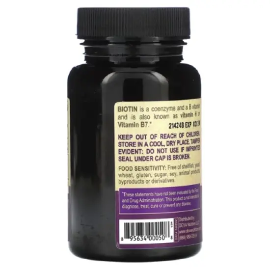 Deva Vegan Biotin, 90 Tablets (6,000 mcg per Tablet) image {2}