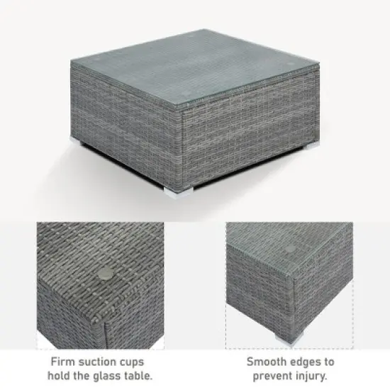 8-Pieces Patio Furniture Set, Sectional Couch With 2 Ottomans, Coffee Table, Corner Sofa, 4 Single Sofa, Anti Slip Feet, For Garden, Beige image {6}