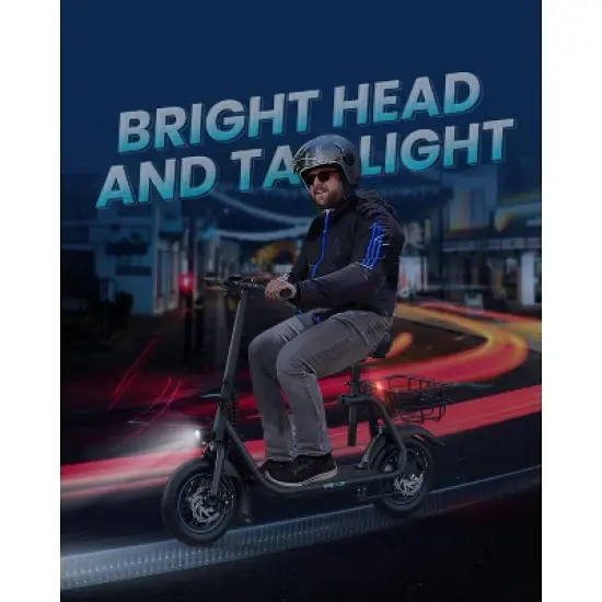 Mastgoal 450W Electric Scooter with Seat for Adults, 12 inch Commuter Electric Scooter with Basket, 280Wh Battery & 21 Mileage image {4}