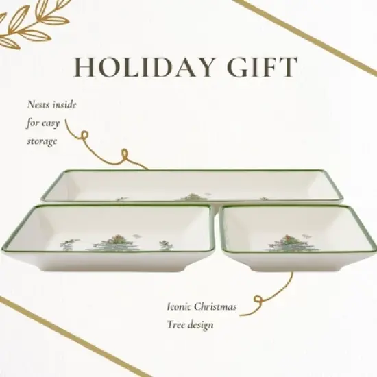 Spode Christmas Tree 3-Piece Dessert Trays, Collector Serveware - Holiday Dinnerware & Decorative Tray, Holiday Winter Serving for Occasions image {5}