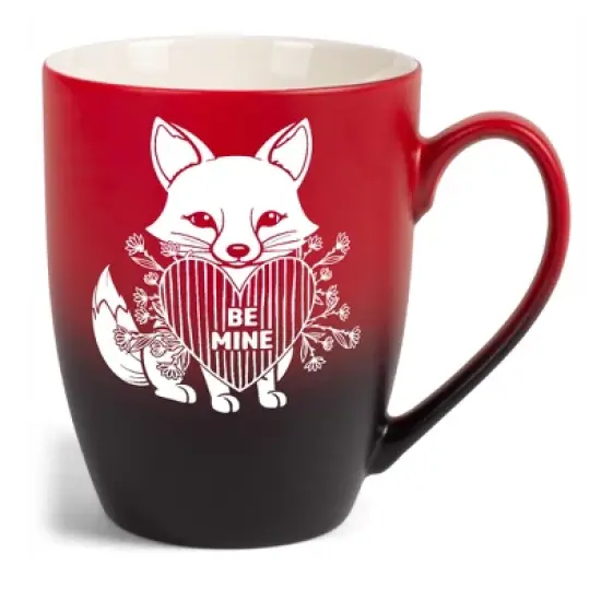 Elanze Designs Romantic Valentines Coffee Cup Mug 12 Ounce Ceramic With Ombre Gradient Be Mine Floral Fox Red and Black image {5}