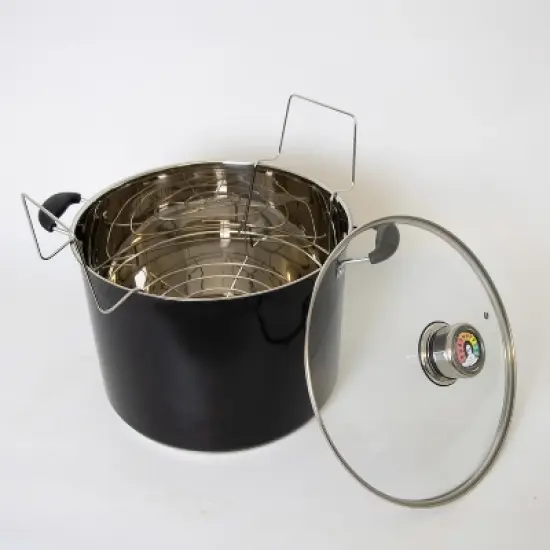 Lehman's 21.5-Quart Water Bath Canner with Pressure Gauge, Durable Stainless Steel Stockpot for Home Canning and Preserving image {1}