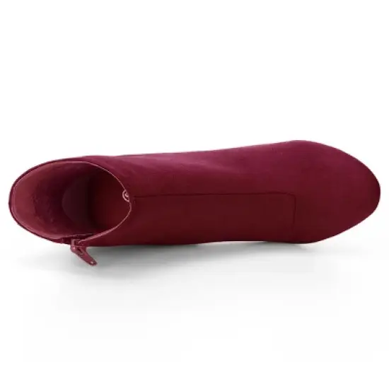 Allegra K Women Round Toe Side Zipper Block Heel Ankle Boots image {3}