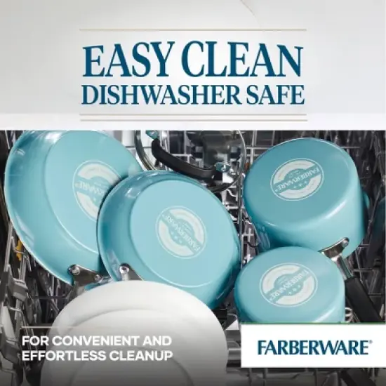 Farberware Eco Advantage 3qt Ceramic Nonstick Straining Saucepan with Lid Aqua: Dishwasher-Safe Sauce Pot, Gas & Electric Compatible image {5}