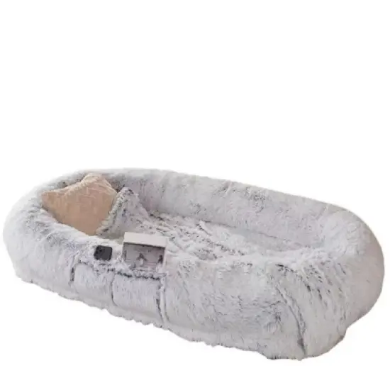 71"Gray Best Human Sized Dog Bed Pet And Human Friendly Pet Beds Lazy Sofa,Washable Faux Fur Giant Human Dog Bed For People Doze Off-Cuddlewood image {5}
