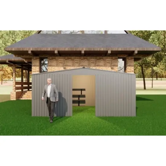 Sheds & Outdoor Storage,Metal Waterproof Firewood Shed with 2 Integrated Punched Vents image {5}