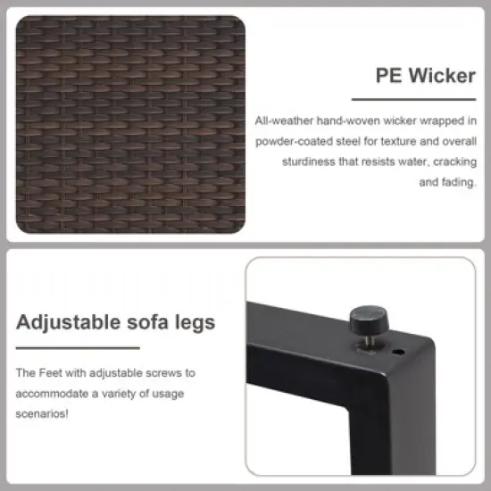 Belord 8PCS Outdoor Patio Furniture Set, All Weather Outdoor Sectional Set with Storage Box, L-Shape Sectional Sofa, Swivel Patio Chair, Coffee Table image {11}