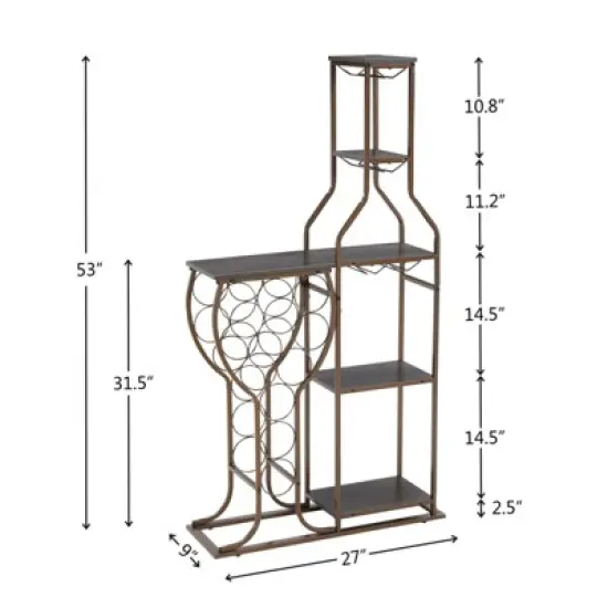 SEVOBAL Racks Five Tier Freestanding Bakers Rack with Hanging Glass Holder and Organized Storage for Rooms, Gray, 28.74"*9.53"*53.94" image {2}