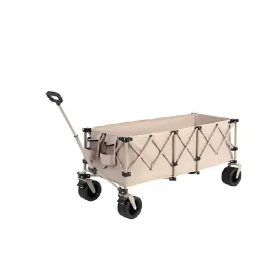 SKRAN Foldable Extended Heavy Duty 300L Folding Utility Cart with 220lbs Weight Capacity with Big All-Terrain Beach Wheels & Drink Holders image {7}