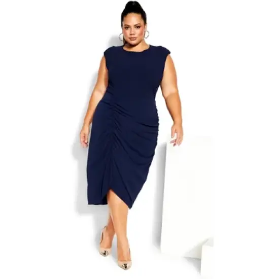 Women's Plus Size Side Split Dress - Navy | CITY CHIC image {5}
