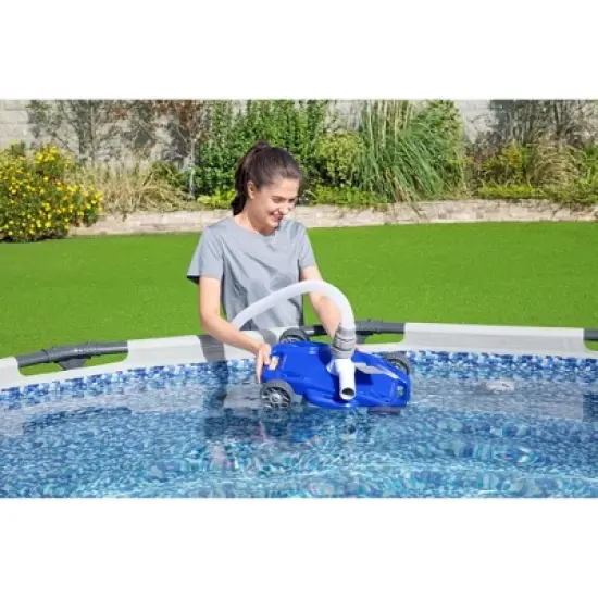 Bestway FlowClear AquaDrift Automatic Above Ground Swimming Pool Vacuum Cleaner with Multidirectional Wheels and 3 Adjustable Settings, Blue image {1}