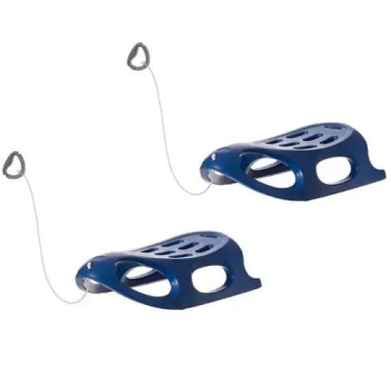 Outdoor Snow Sleigh Ice Sled Toy, Two Rider, Solid Hard Plastic with Pull Rope for Kids over 5 Years, Blue image {10}