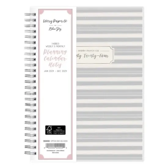 Ivory Paper Co 2024 Planner with Notes Pages 8.625"x5.875" Weekly/Monthly Wirebound Frosted Cover Wyatt Gray image {2}