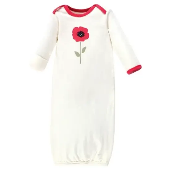 Touched by Nature Baby Girl Organic Cotton Long-Sleeve Gowns 3pk, Poppy, 0-6 Months image {3}