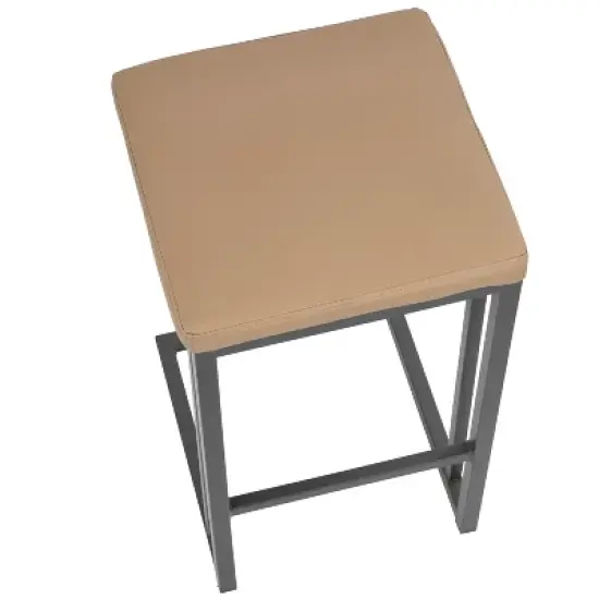 Set of 2 Roman Industrial Counter Height Barstool Gray/Camel - LumiSource image {6}