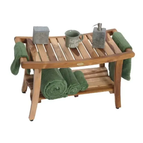 EcoDecors&reg; Harmony&reg; 30" Teak Wood Shower Bench with LiftAide&reg; Arms in EarthyTeak Finish image {7}