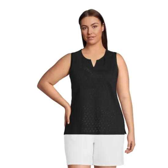 Lands' End Women's Knit Eyelet Tank image {4}