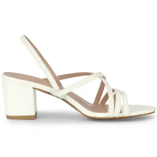 Allegra K Women's Strappy Slingback Chunky Heels Slide Sandals image {6}