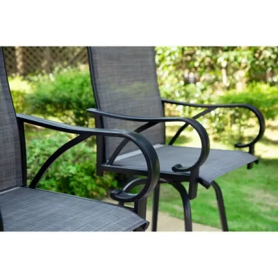 3pc Outdoor Set with Faux Wood Tabletop & Metal/Textilene Stools - Captiva Designs image {10}