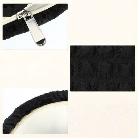 Unique Bargains Bubble Cloud Checkered Zipper Makeup Bag 1 Pc image {4}