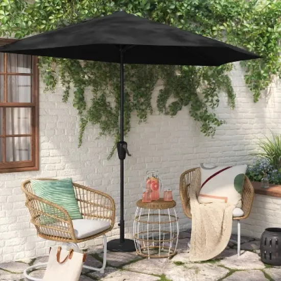 7.813'x8.83' Half Circle Patio Umbrella - Black Pole - Room Essentials&trade; image {1}