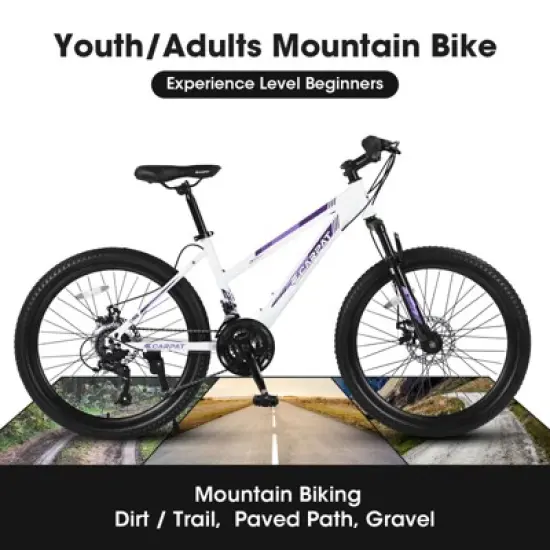 Gulches Mountain Bike, 24" Tires, 21-Speed Drivetrain, Dual Disc Brakes, Ergonomic Steel Frame, Front Suspension image {3}