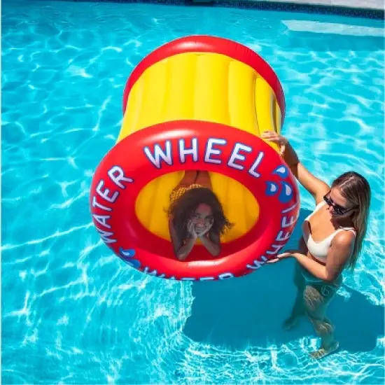 Swimline 40" Inflatable 1-PersonWater Wheel Swimming Pool Raft Toy - Red/Yellow image {1}