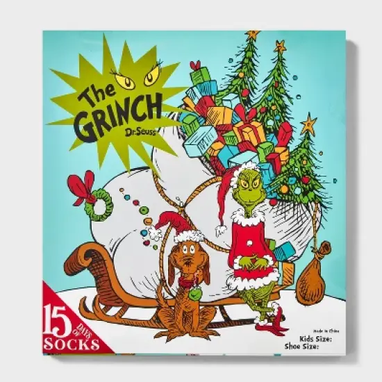 Kids' The Grinch 15 Days of Socks Advent Calendar - Green image {5}