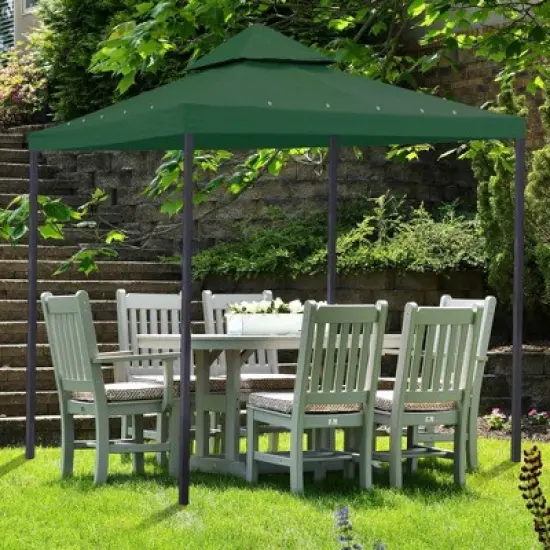Yescom 10x10Ft UV30+ Gazebo Replacement Top for 2 Tier Outdoor Canopy Cover Patio Backyard Party Deck Green image {8}