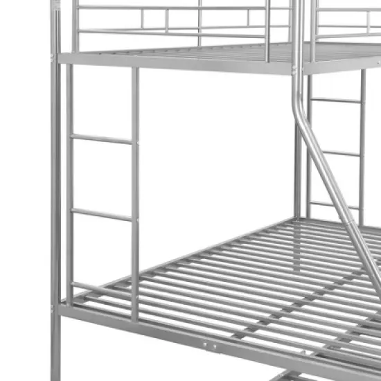 Twin over Full Steel Bunk Bed with Twin Size Trundle Bed and Two-Side Ladders-ModernLuxe image {10}