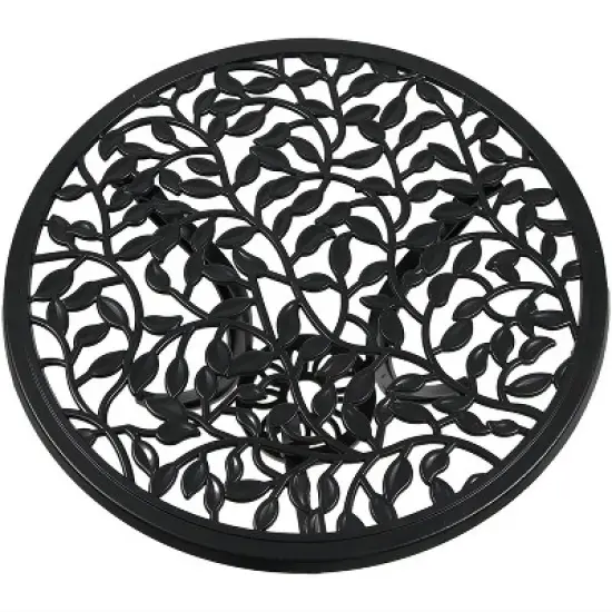 Sunnydaze Floral Design Cast Aluminum Outdoor Patio Bistro Set, Black, 3pc image {2}