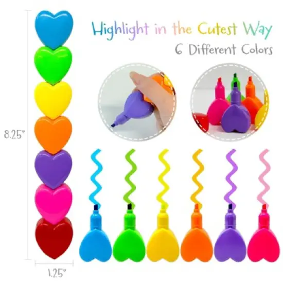 Wrapables Mini Stackable Highlighters, Cute Multi-color Markers, Hearts image {1}