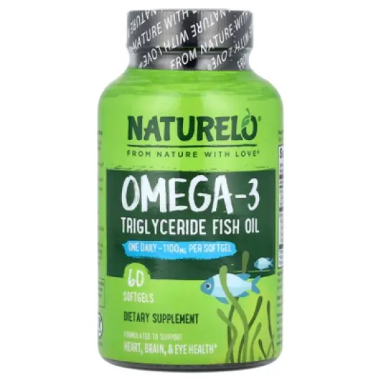 NATURELO Omega-3 Triglyceride Fish Oil, 1,100 mg, 60 Softgels image {3}