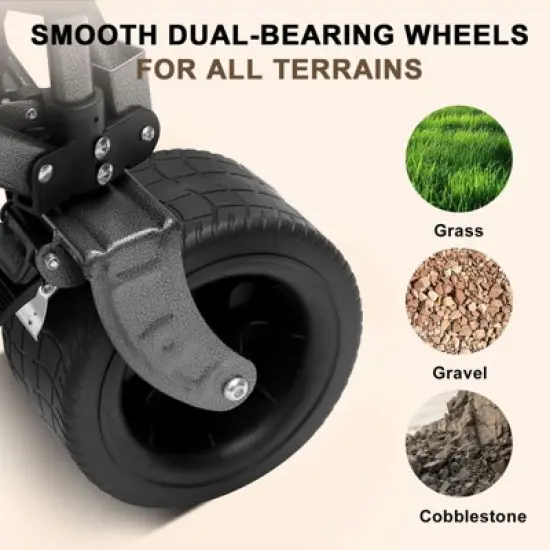 SUGIFT Vertical Folding Collapsible Wagon Cart, 150L Capacity, 600 lbs Load, Shock-Absorbing Wheels, Steel Frame, Black image {1}