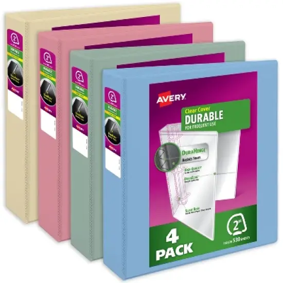 Avery Durable View 3 Ring Binders, 2 Inch Slant Rings, 530-Sheet Capacity, DuraHinge, 2.8 Inch Wide Spine, Customizable Clear Covers and Spine, image {6}