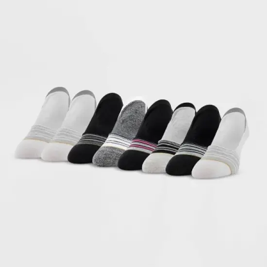 All Pro Women's 6+2 Bonus Pack Striped Sports Liner Athletic Socks - White/Black/Gray 4-10 image {3}