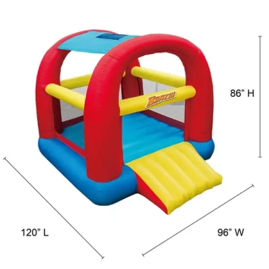 Banzai Cool Canopy Bouncer Outdoor Backyard Inflatable Kids Bounce House with Slide, Shade Canopy, Blower Motor, Ground Stakes, and Storage Bag image {2}