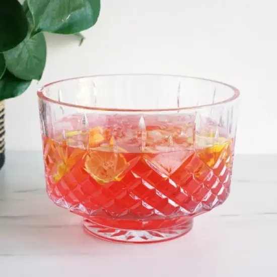 Viski Admiral Crystal Punch Bowl - Vintage Style Glass Punch Bowl for Parties - Serveware for Cocktails, Dishwasher Safe, 320oz Set of 1, Clear Finish image {1}