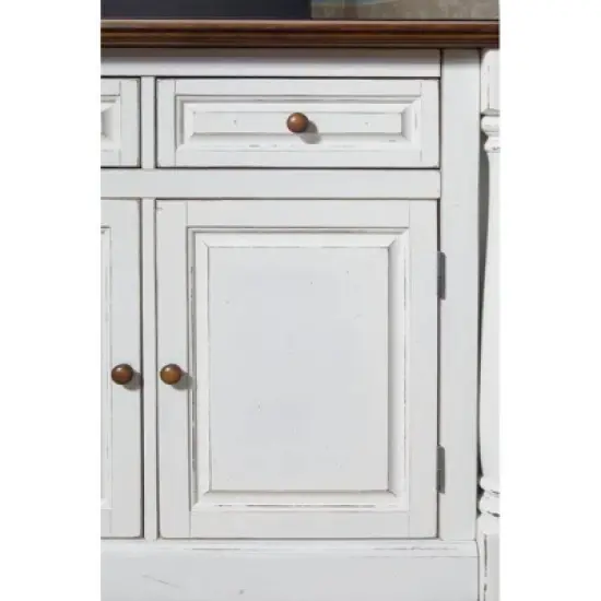 Monarch  Kitchen Island and Two Stools Antique White - Home Styles image {3}