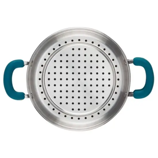 Rachael Ray Create Delicious 3qt Hard Anodized Nonstick Saute Pan with Steamer Teal Handles image {3}